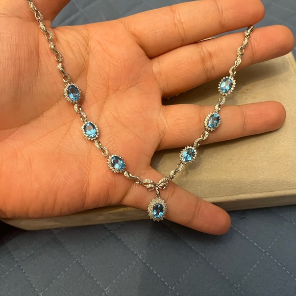 SOLD  topaz and diamond necklace 14kt - Picture 3 of 8